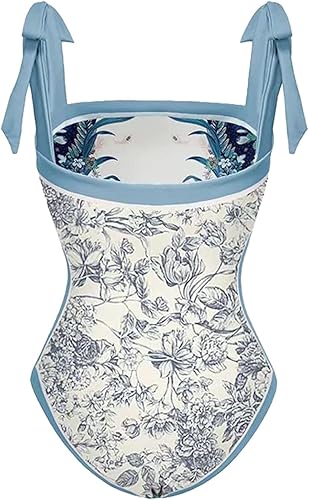 Miniatura 3 de SNKSDGM Traje de baño de una pieza para mujer, con control de abdomen, lindo traje de baño con estampado fruncido