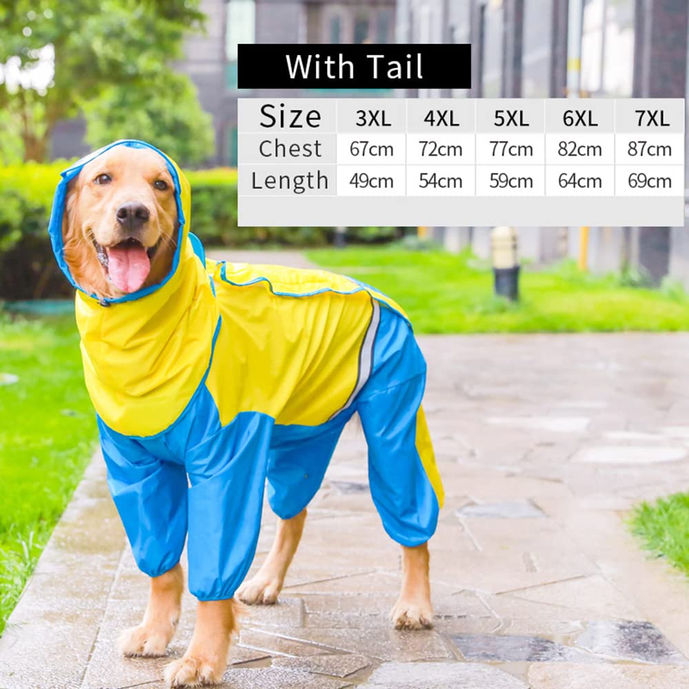 Chubasquero para Perros, Mono Impermeable for Perros, Capa for Mascotas, Chaqueta for Cuatro Patas, Todo Incluido(Orange,4XL)