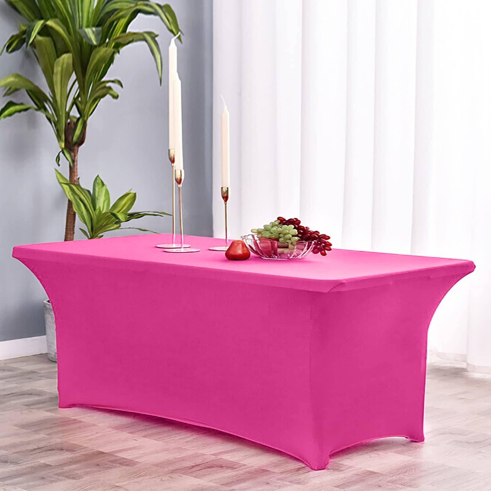 AHHFSMEI Stretch Spandex Tablecloth for 6FT Standard Folding Tables Universal Fitted Washable Table Cover Protector for Party, Banquet, Wedding and Events