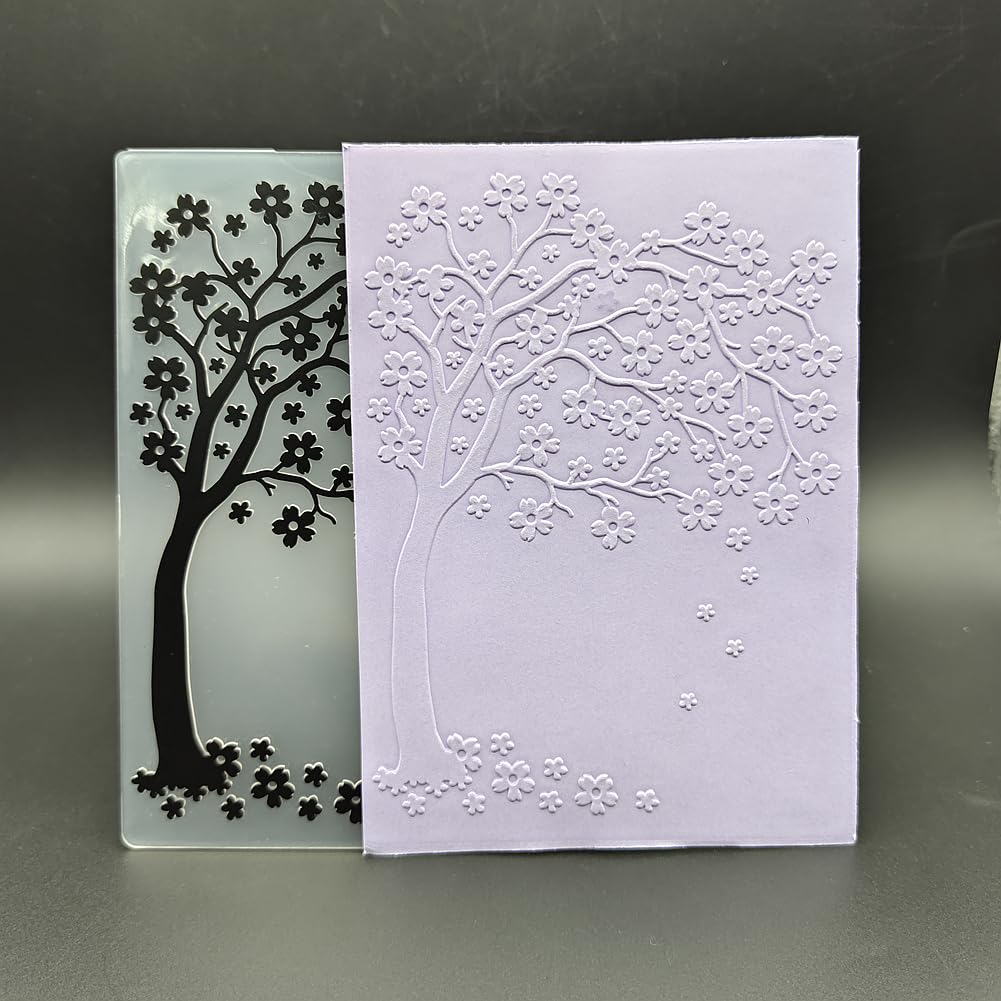 Plastic Embossing Folder A6 Size Falling Flower Tree Paper Crafts Plastic Textured Impressions for Card Making Scrapbooking