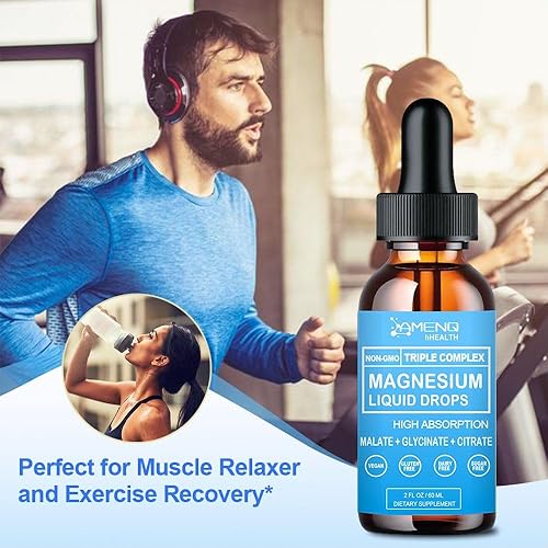 Miniatura 3 de Gotas líquidas de magnesio de triple complejo, 1500 mg de malato de magnesio glicinato y citrato con vitamina B6, L-teanina, Ashwagandha, suplemento