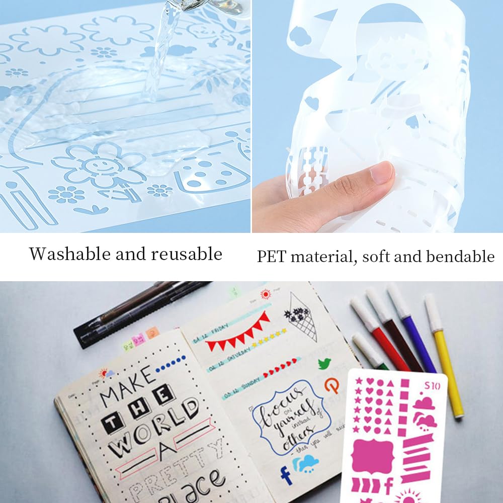 Prasacco 36 Stück Tagebuch Schablonen Set - Wiederverwendbare Journal Vorlagen