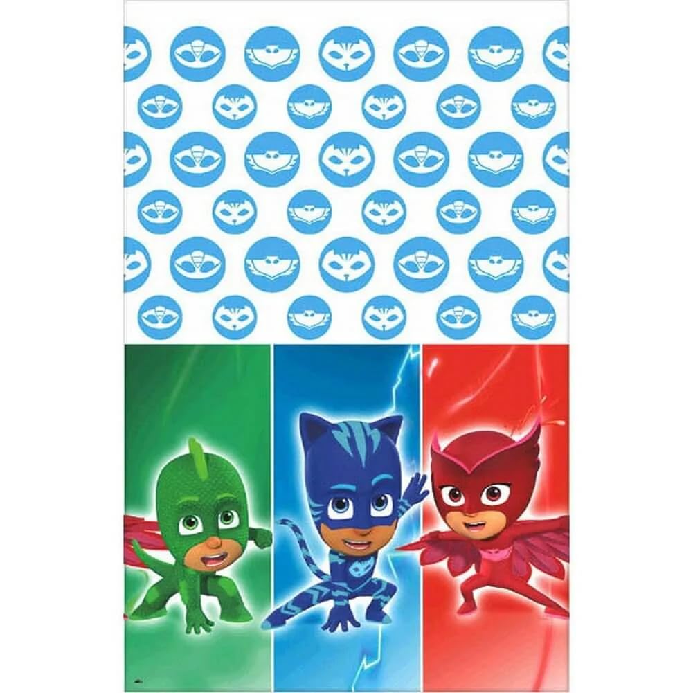Multicolor PJ Masks Plastic Table Cover, 54" x 96" (1 Pc.) - Bold & Sturdy Design, Ideal for Kids' Birthdays & Themed Celebrations