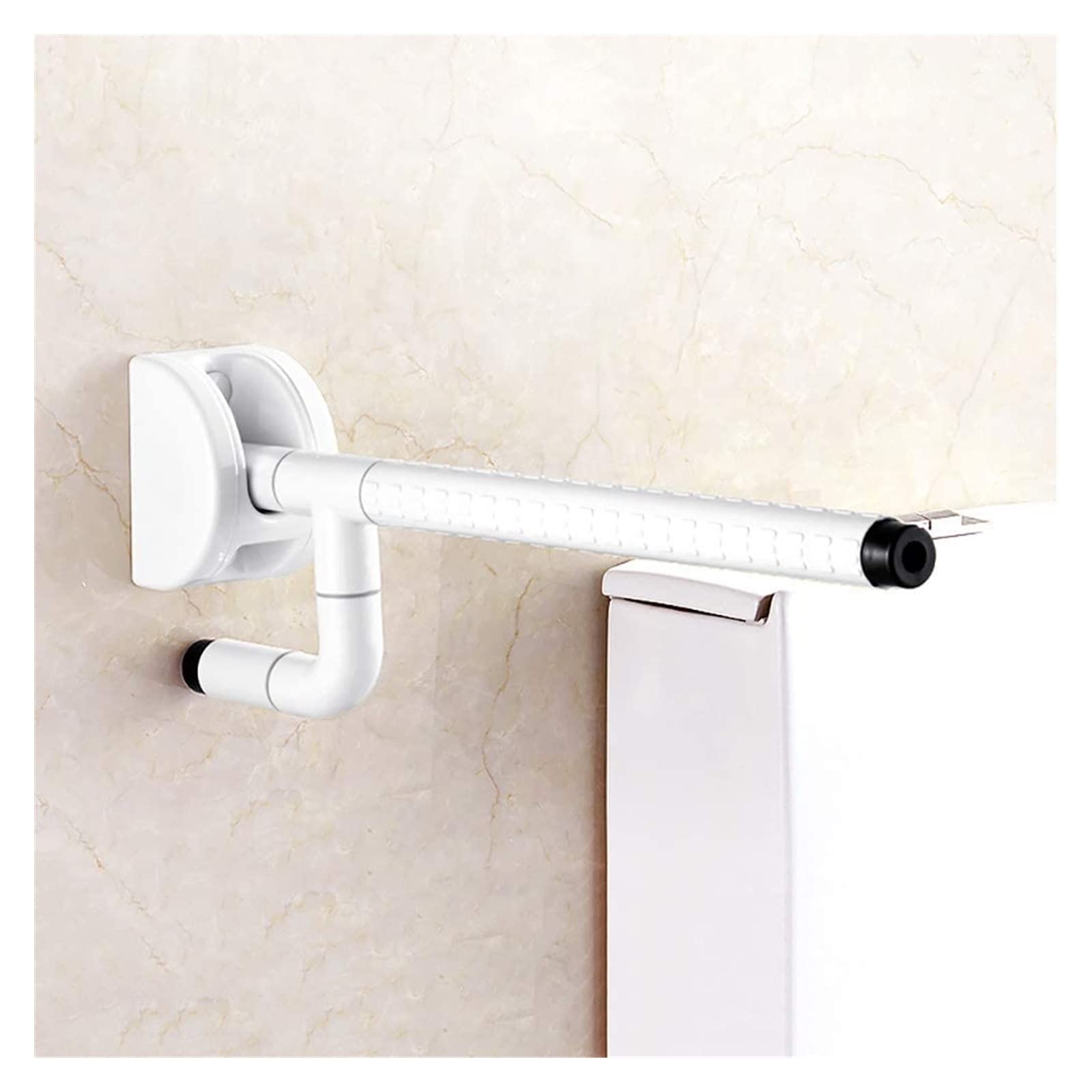 Agarraderas Barra de apoyo plegable for inodoro, pasamanos de pared de nailon y acero inoxidable, con asa abatible de seguridad y barra de equilibrio antideslizante.