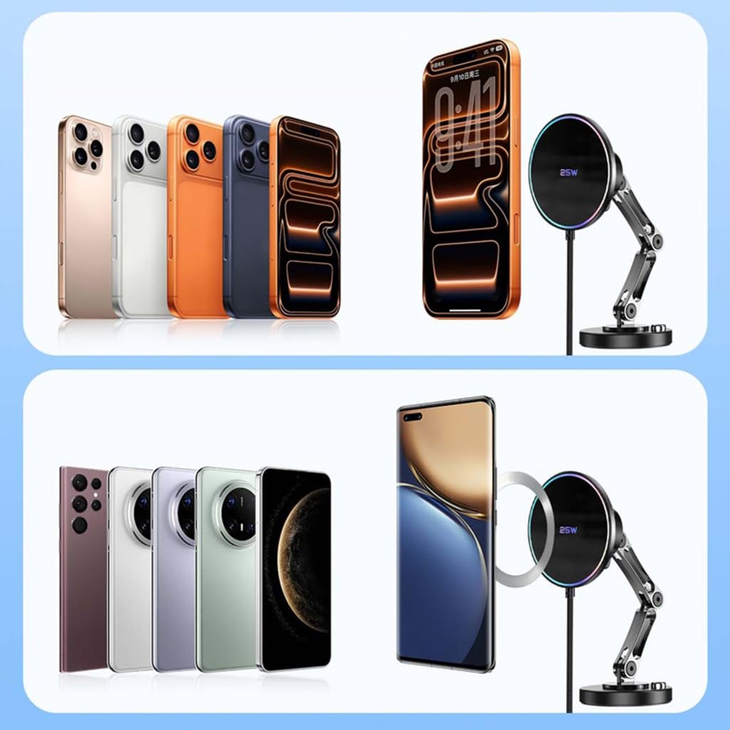 Samoprzylepny uchwyt samochodowy na telefon z magnetycznym ładowaniem 25 W