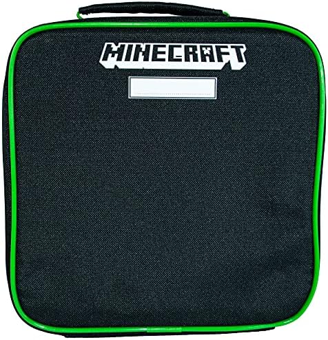Minecraft Spacious Compartment & Built-In Handle Lunchbag, Soft Leakproof School Kids, Unisex, Reusable, Durable Bag for Lunch Box-Green, Polyester, One Size