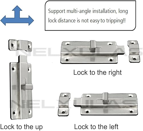 Miniatura 4 de cerrojo de puerta en acero inoxidable, cerrojo deslizante