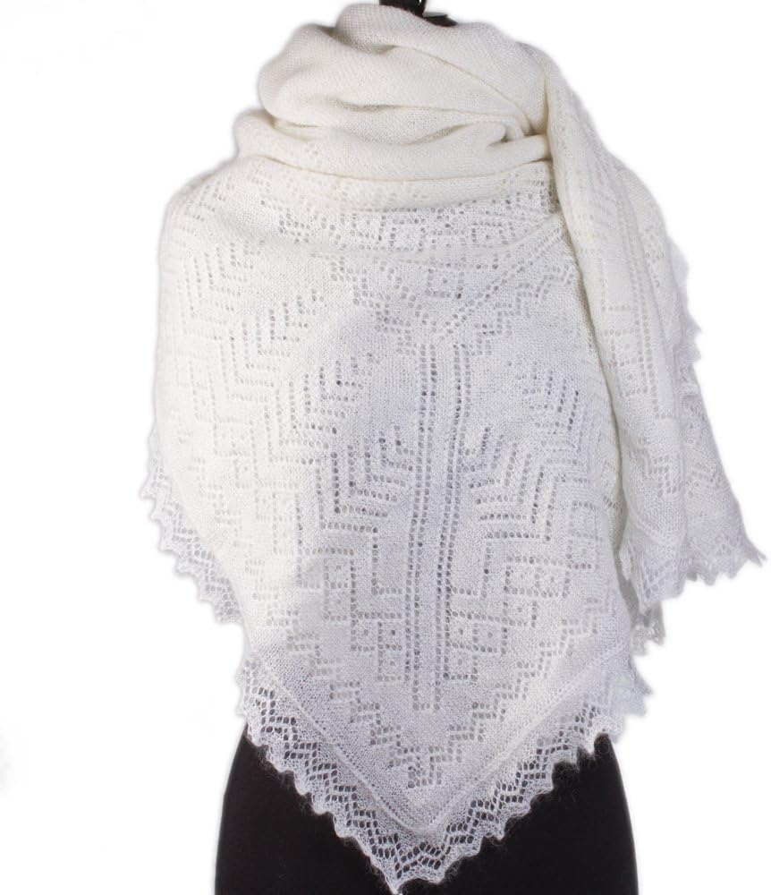 Luxurious Comfort Orenburg Goat Down Shawl 50x50'' (125x125 cm) White