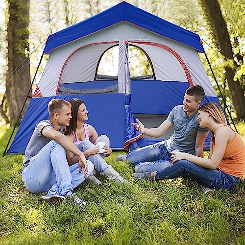 Image of HIKERGARDEN 6-8 Person Camping Tent - Portable Family Cabin Tent for Camp, Windproof Fabric Camp Tent Outdoor for Hiking, Backpacking, Traveling
