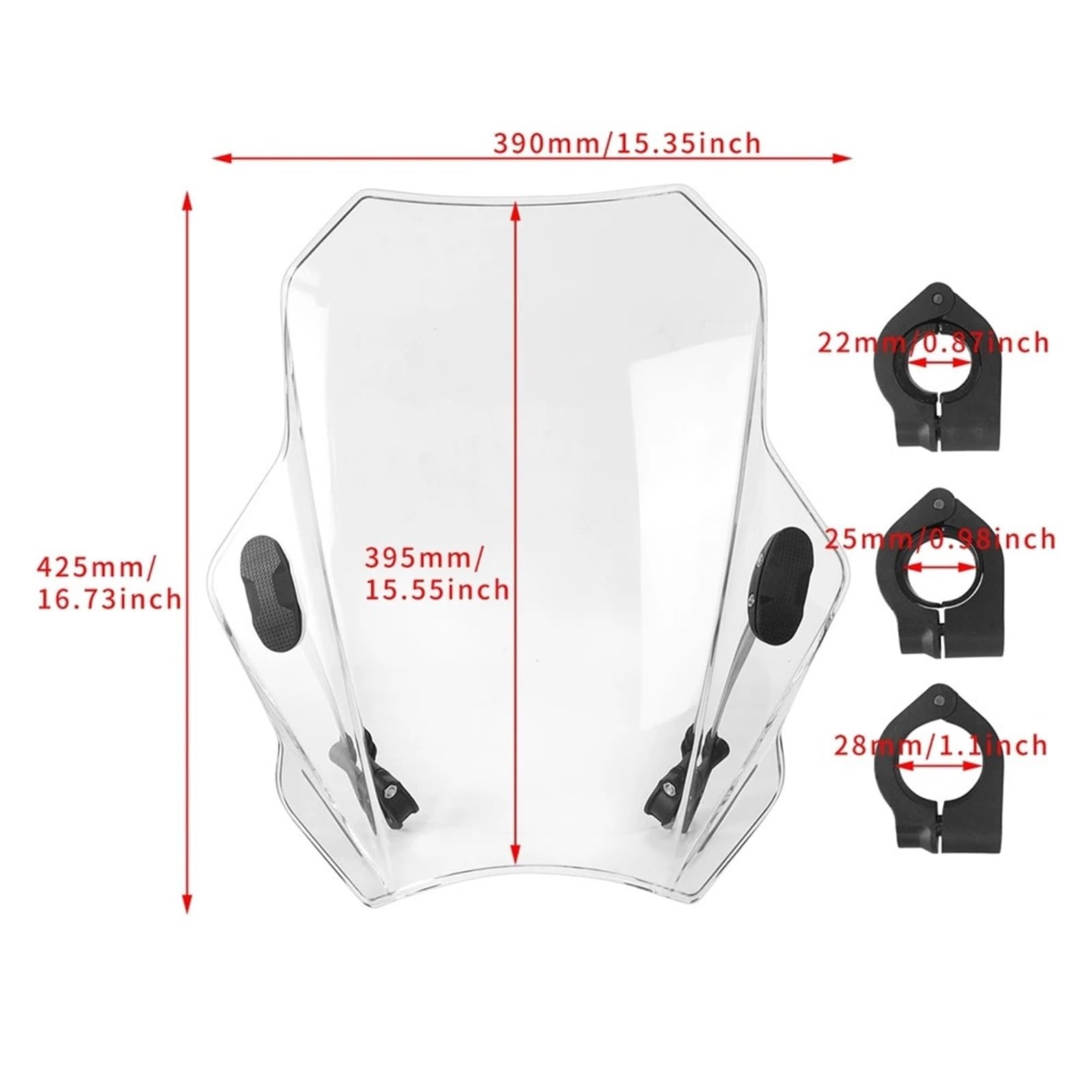 Parabrezza Moto Spoiler Protezione per parabrezza anteriore per moto | Deflettori dell'aria per manubri da 22 mm 25 mm 28 mm