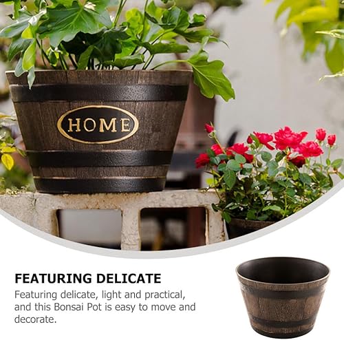 Miniatura 5 de Maceta de barril de vino, maceta de resina para jardín, barril de whisky, maceta, maceta, maceta, contenedor para interiores y exteriores, maceta