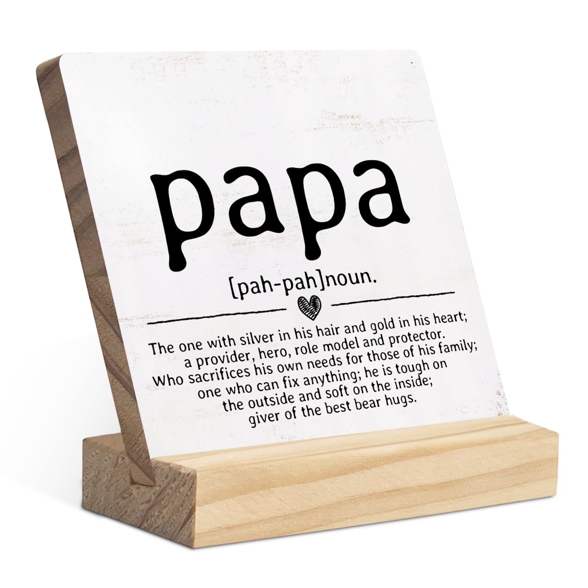 EIONEY Papa Gifts Wood Plaque Sign with Wooden Stand - Fathers Day Desk Decor, Christmas & Birthday Gifts for Home Living Room, Bedroom Shelf &