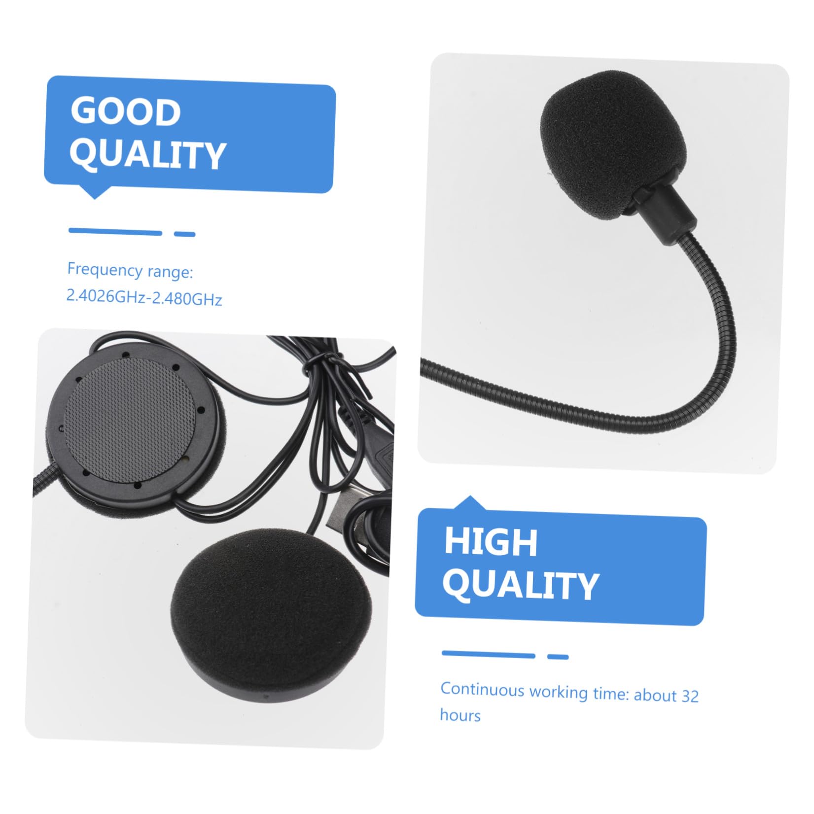 Auricolare Wireless per Casco da Moto, Stereo, Nero