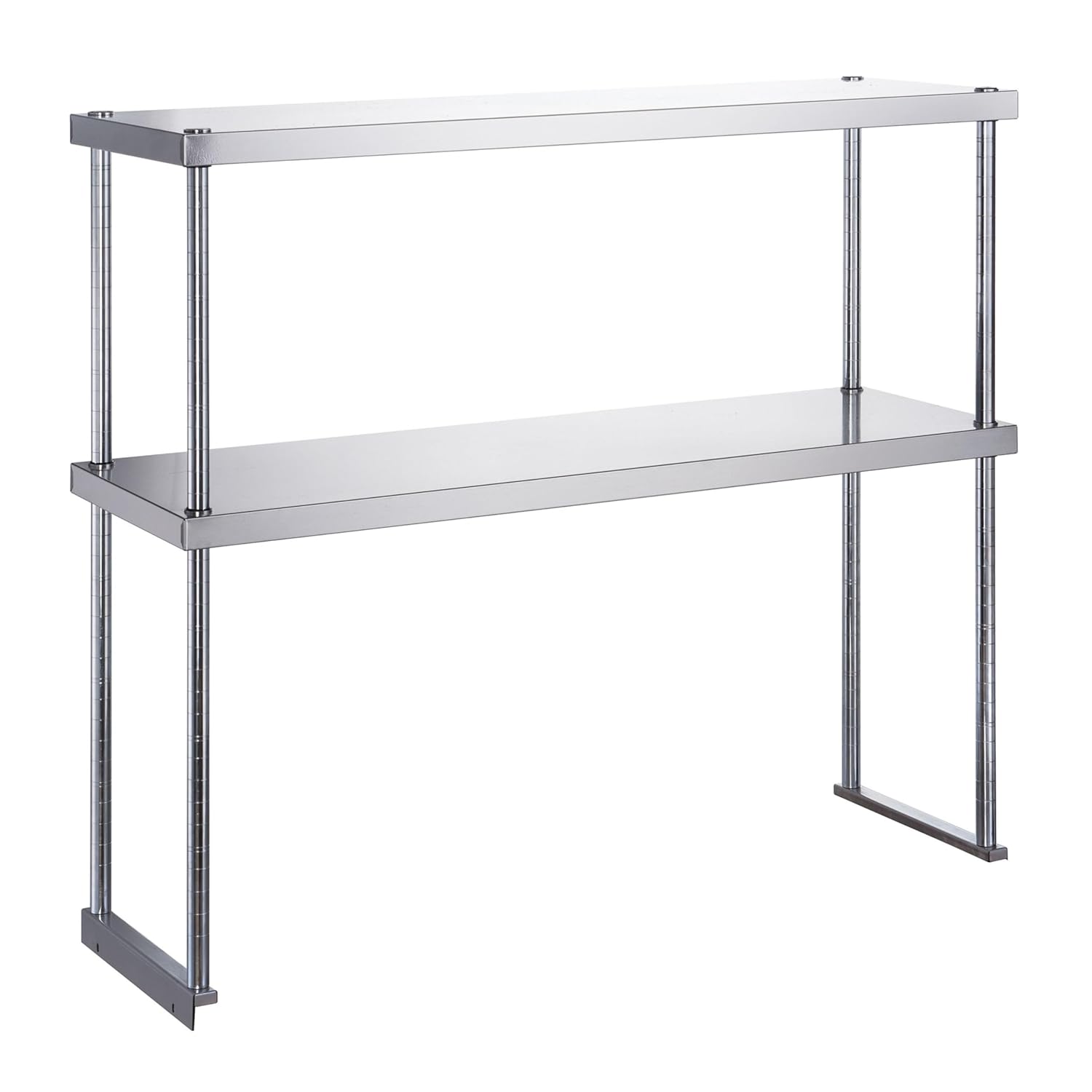 A-to-Z Supply 289-DCOS-1862 Double Overshelf, 61-1/2"W x 18" D x 32" H, 20/201 Stainless Steel, Knockdown Setup, Extra Storage for Work Tables, Undercounters & Prep Tables, 1" Tubular Supports