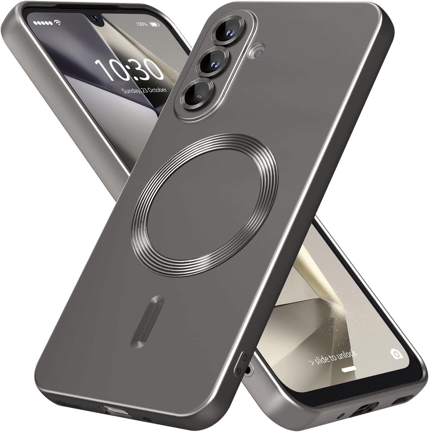DIZORO Samsung A17 5g Case, Compatible with Mag Safe Back Cover, Matte Luxury Metallic Luster Flexible TPU Wireless Charging Shockproof Case with Camera Protector Lens (Silver) — Amazon image 30