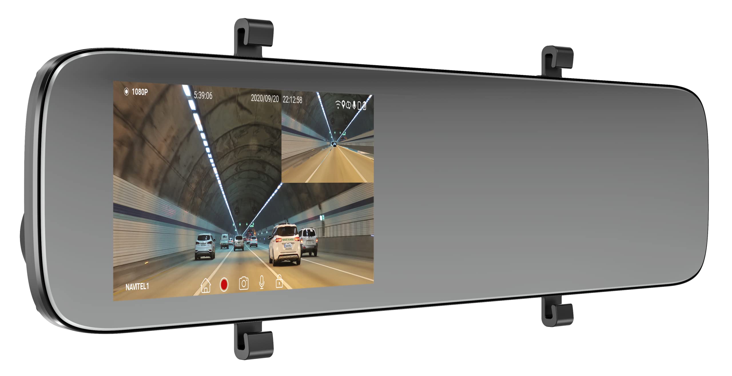 Navitel MR450 GPS Smart Mirror kamera samochodowa - przednie i tylne kamery wideo, ekran dotykowy 14 cm, czujnik noktowizyjny, automatyczne uruchamianie, czujnik uderzenia, prędkościomierz, czujnik parkowania i Wi-Fi, szara