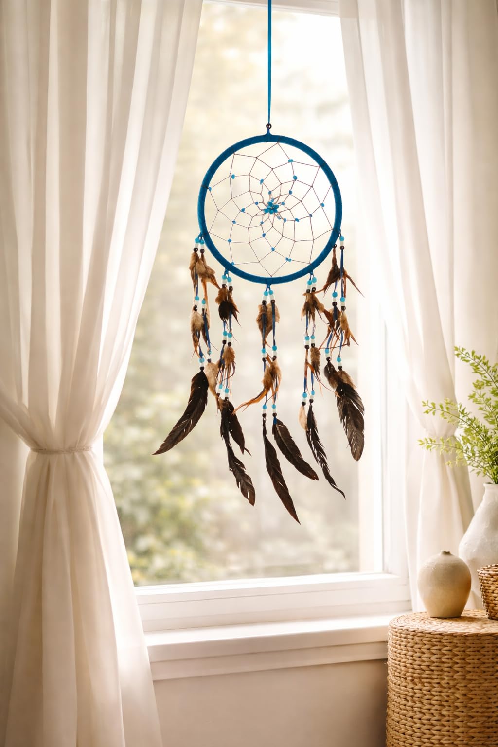 OMA acchiappasogni Dreamcatcher – Fatto a Mano, di Grandi Dimensioni – Lunghezza 71,1 cm x Diametro 22,9 cm Marca Turquoise Suede
