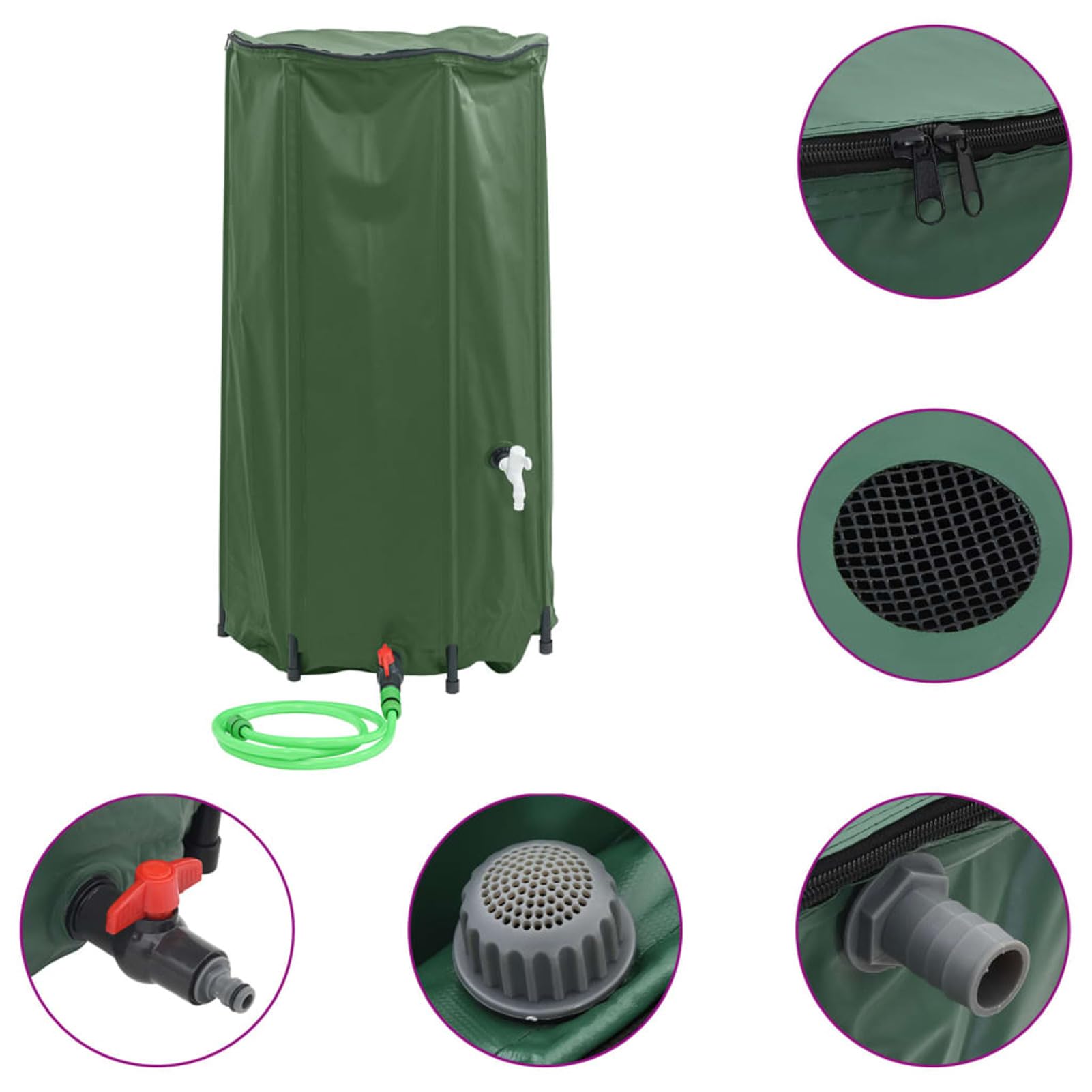 Serbatoio Acqua con Rubinetto Pieghevole 100 L in PVC,Bidone per la Raccolta dell'Acqua Piovana,Serbatoio Cisterna Raccolta Acqua-156009