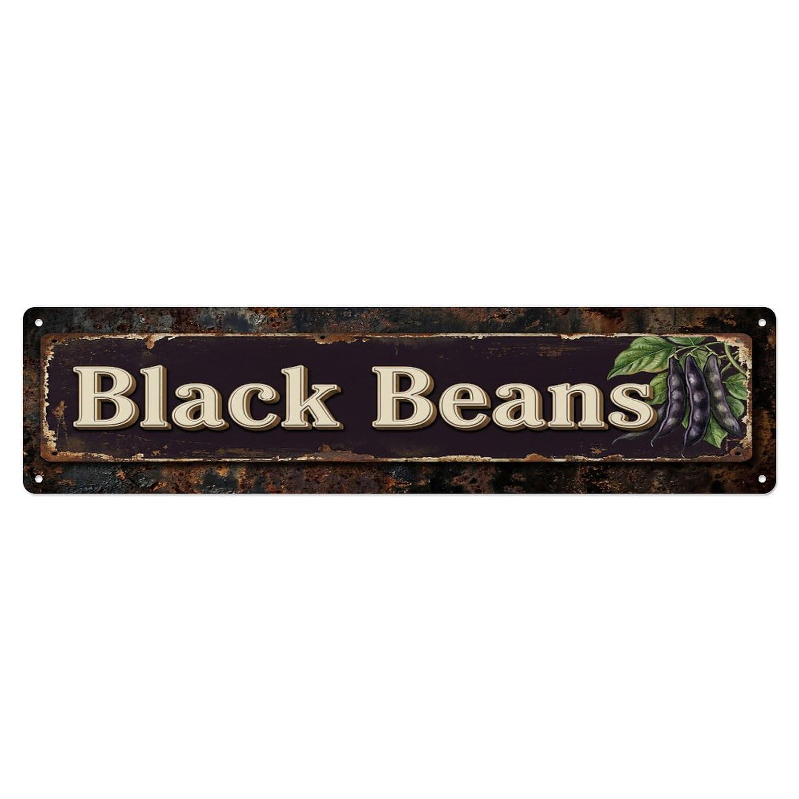 Vintage Black Beans Dried Farmhouse Metal Tin Sign