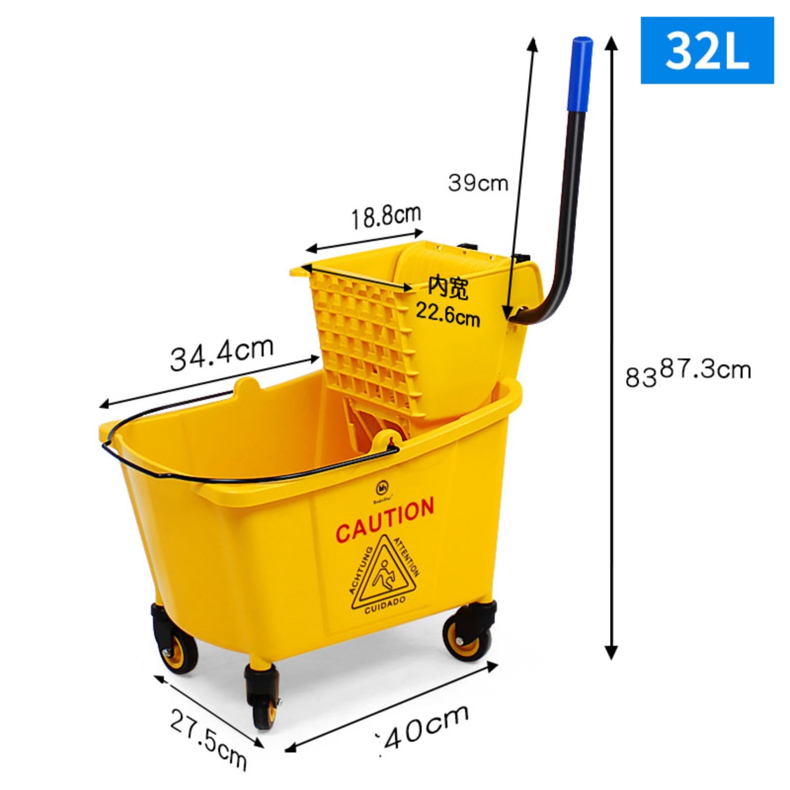 Baoblaze Seau à Franges Robuste sur roulettes avec Poignée de Transport, Idéal pour Les écoles, Les Hôtels et La Maison (), 32 L