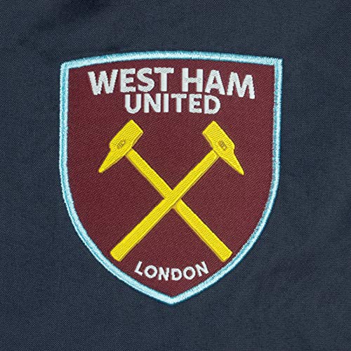 West Ham United FC - Chaqueta cortavientos oficial - Para hombre - Impermeable - Azul marino - Capucha - M