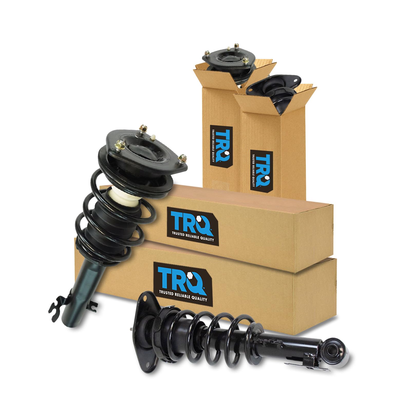 TRQ Front and Rear Complete Strut Assembly & Shock Absorber Kit Complete Strut & Coil Spring Assembly Shock & Spring Strut Assembly Compatible with 2007-2013 Mini Cooper
