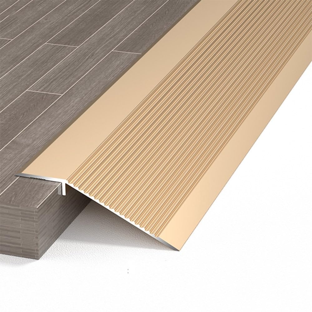 Luysmengeu Gold 35.4In Floor Transition Strip Flooring Transitions Aluminum Threshold Ramp, Kitchen Bedroom Bathroom Door Floor Reducer Gap Covering Joining Strip