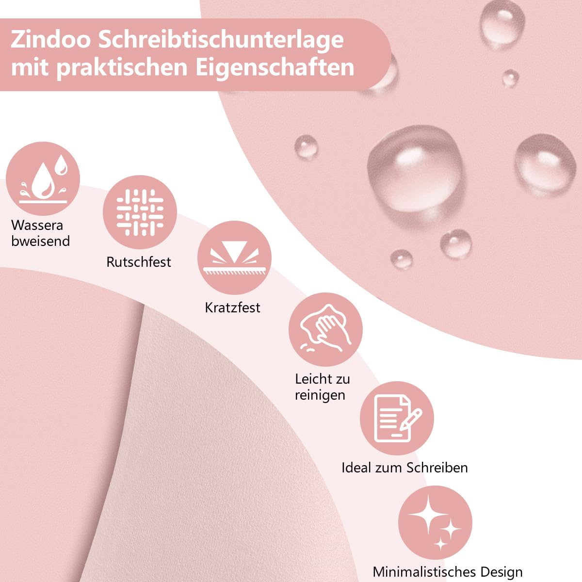 Zindoo Vade de escritorio rosa 120 x 60 cm