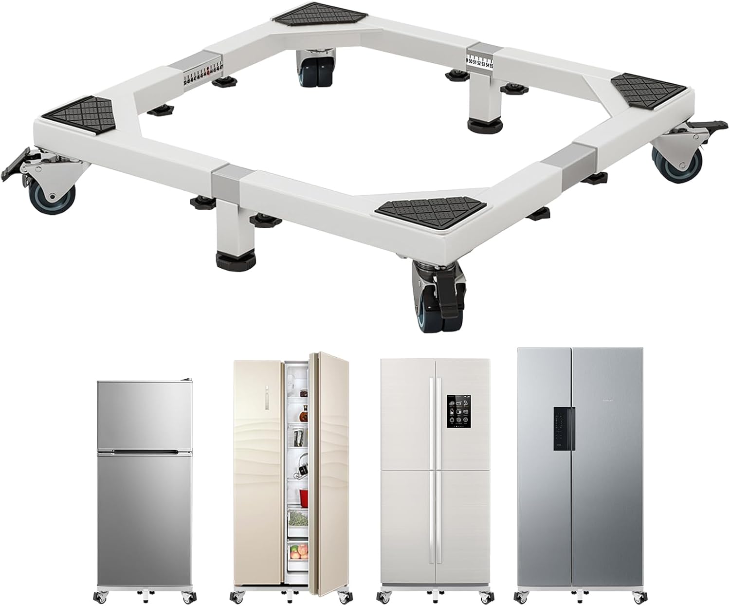 Heavy Duty All Steel Fridge Stand with Wheels Mobile Base Universal Adjustable Washing Machine Stand Multi-Functional Base Furniture Dolly for Refrigerator, Washer and Dryer（White/Large） - Amazon product rated Grade B