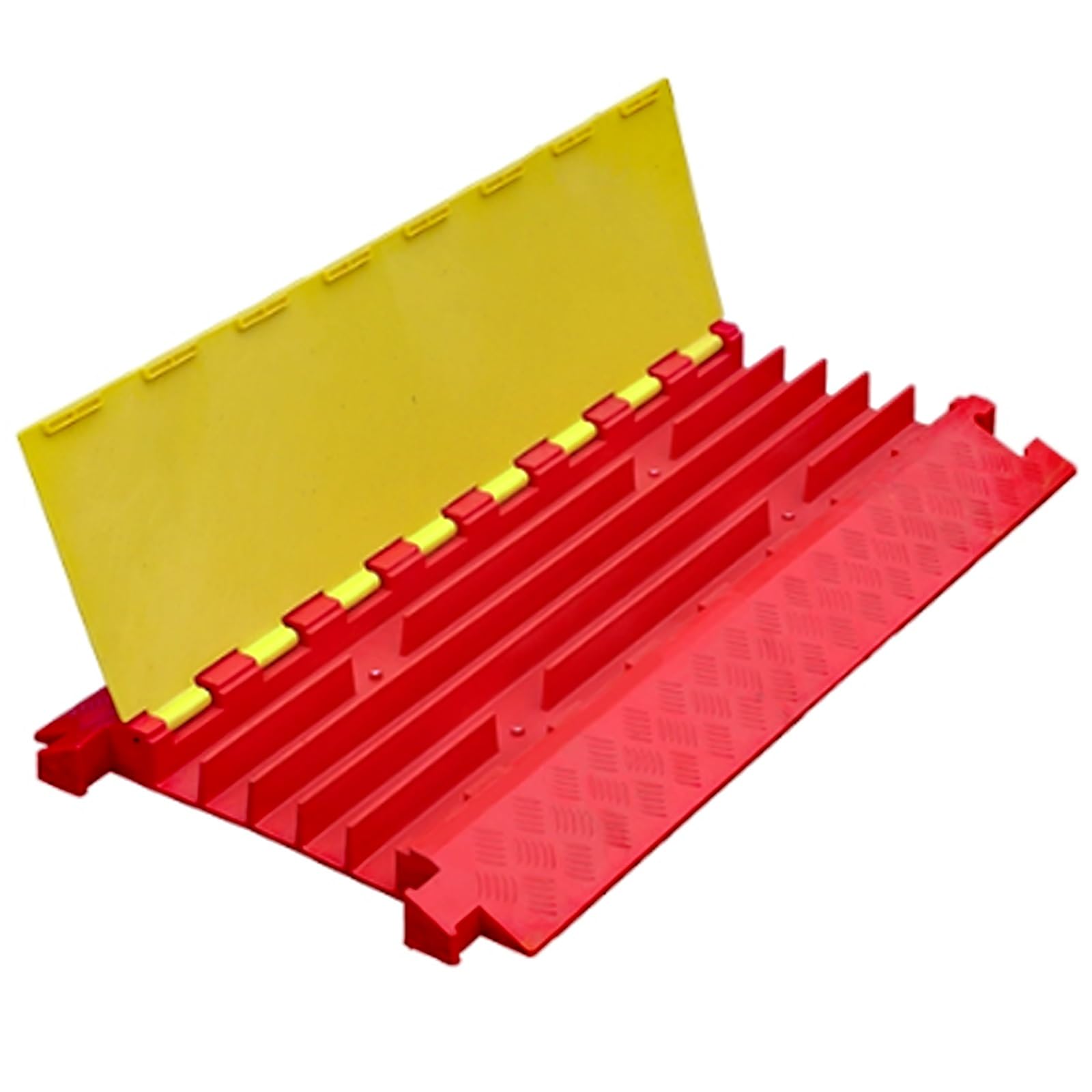 Pasacables Suelo de 5 Canales, Protector Cable de PVC de Alta Resistencia, Rampa Coche Abatibles de 89 Cm para Carretera, Capacidad de Carga de 300 Kg para Interiores y Exteriores