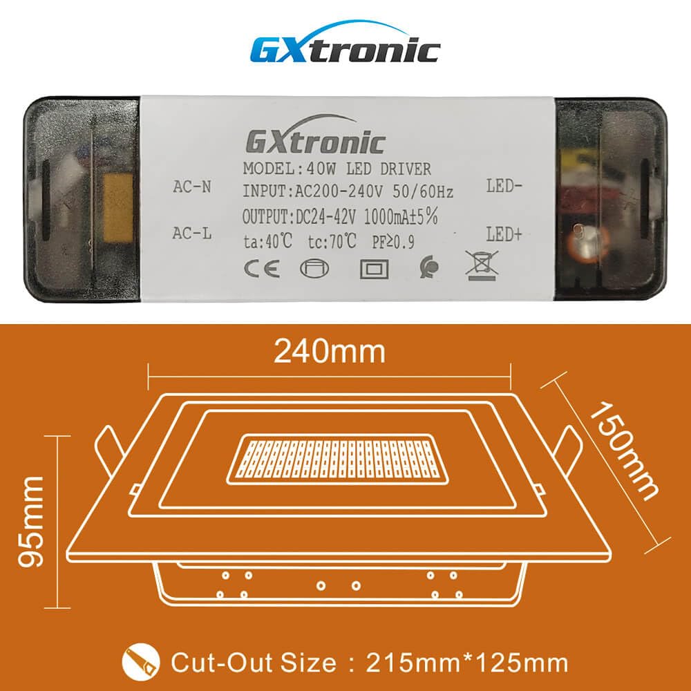 FactorLED Foco Proyector LED 40W, Rectangular 120º, Empotrable, Orientable, Iluminación Interior, Focos para Comercios, Luz Seleccionable CCT 3000K 4000K y 5700K