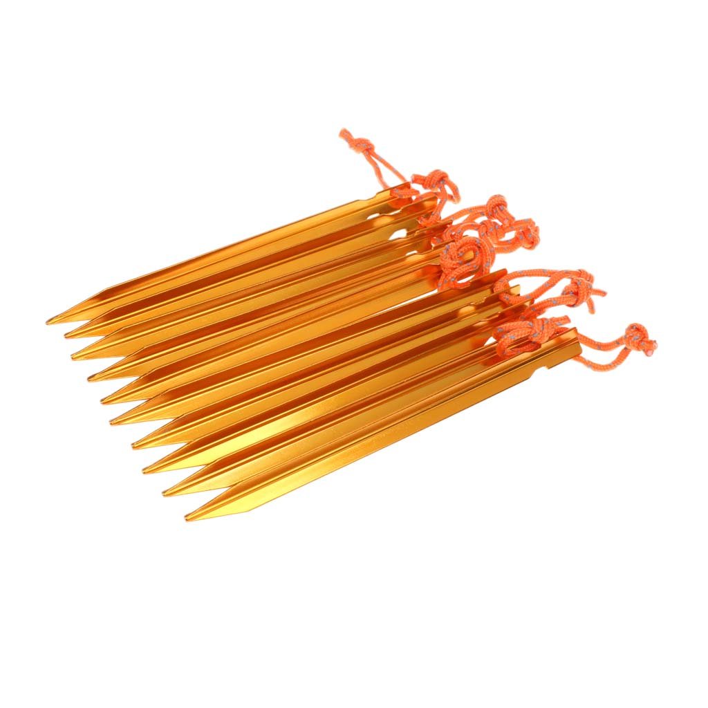 Pack of 10 Tent Stakes Peg Aluminum Alloy Camping Tent Nail with Storage Bag
