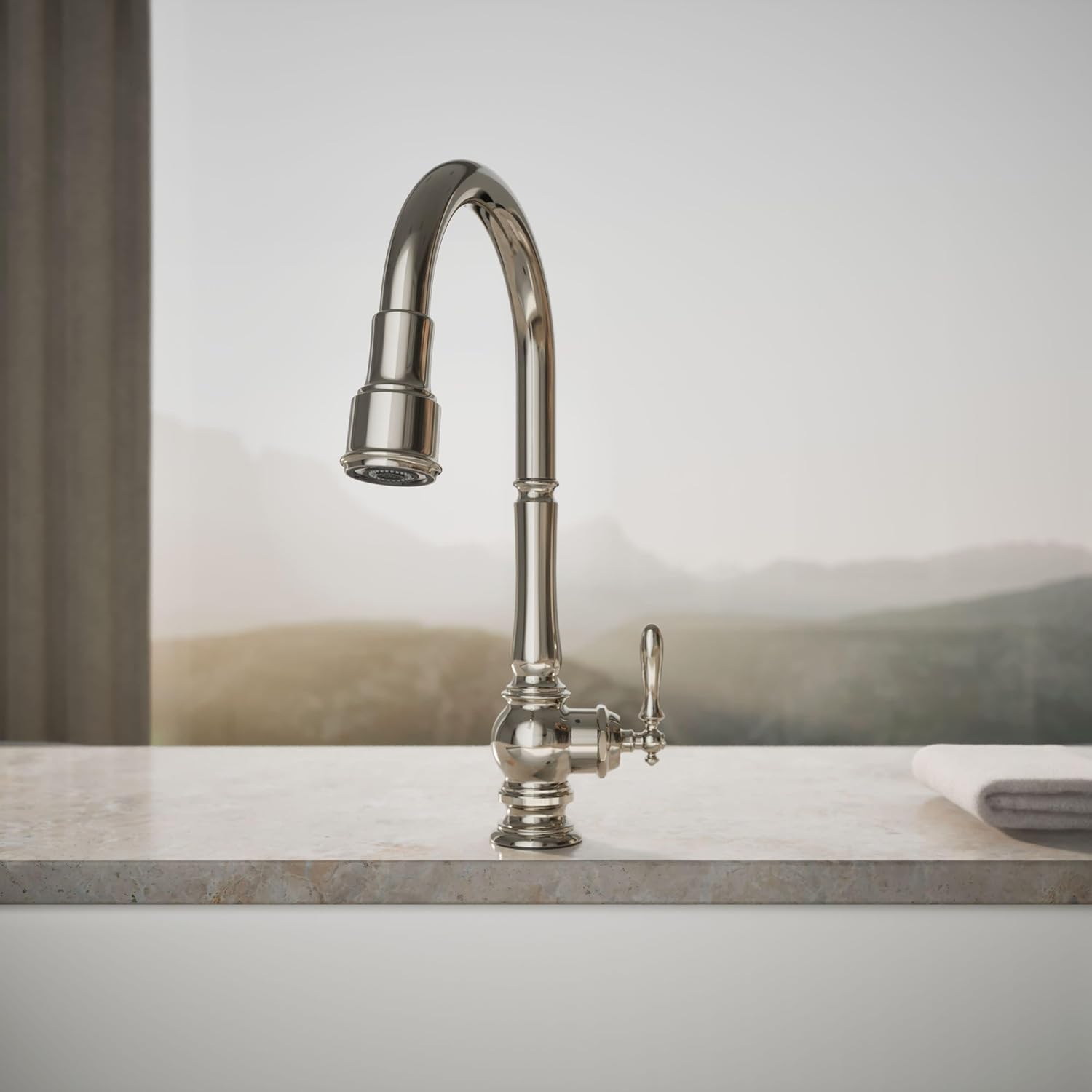Kohler Artifacts Touchless Kitchen Faucet with Pull Down Sprayer, Kitchen Sink Faucet, Polished Nickel, K-29709-SN