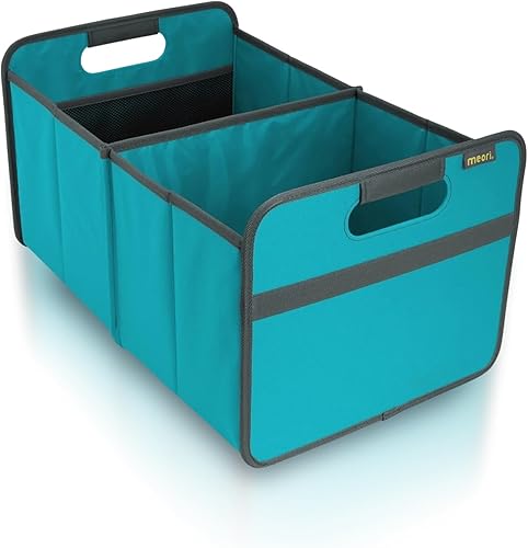 meori Organizador de maletero grande para comestibles, plegable, azul celeste, almacenamiento, coche, SUV, 2 compartimentos, picnic, viaje por