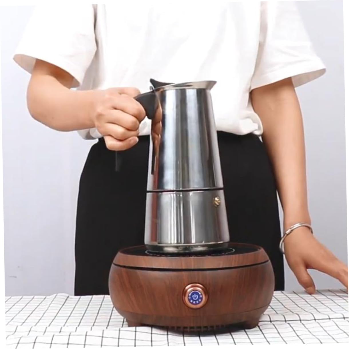 Didiseaon Cafetera Inoxidable Espresso de Moderno y Portátil para Uso Doméstico Oficina Asa Ergonómica para Cómodo