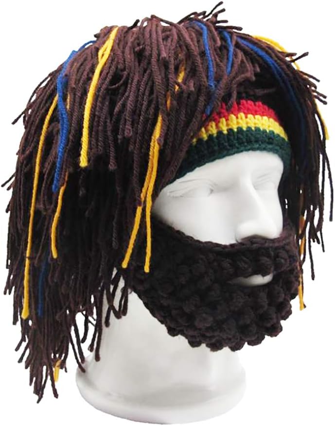 Vieaura ドレッドヘア かつら ひげ 帽子 仮装 レゲエ コスプレ ジャマイカ ドレッド ウイッグ ハロウィン イベント パーティー Everexpharma
