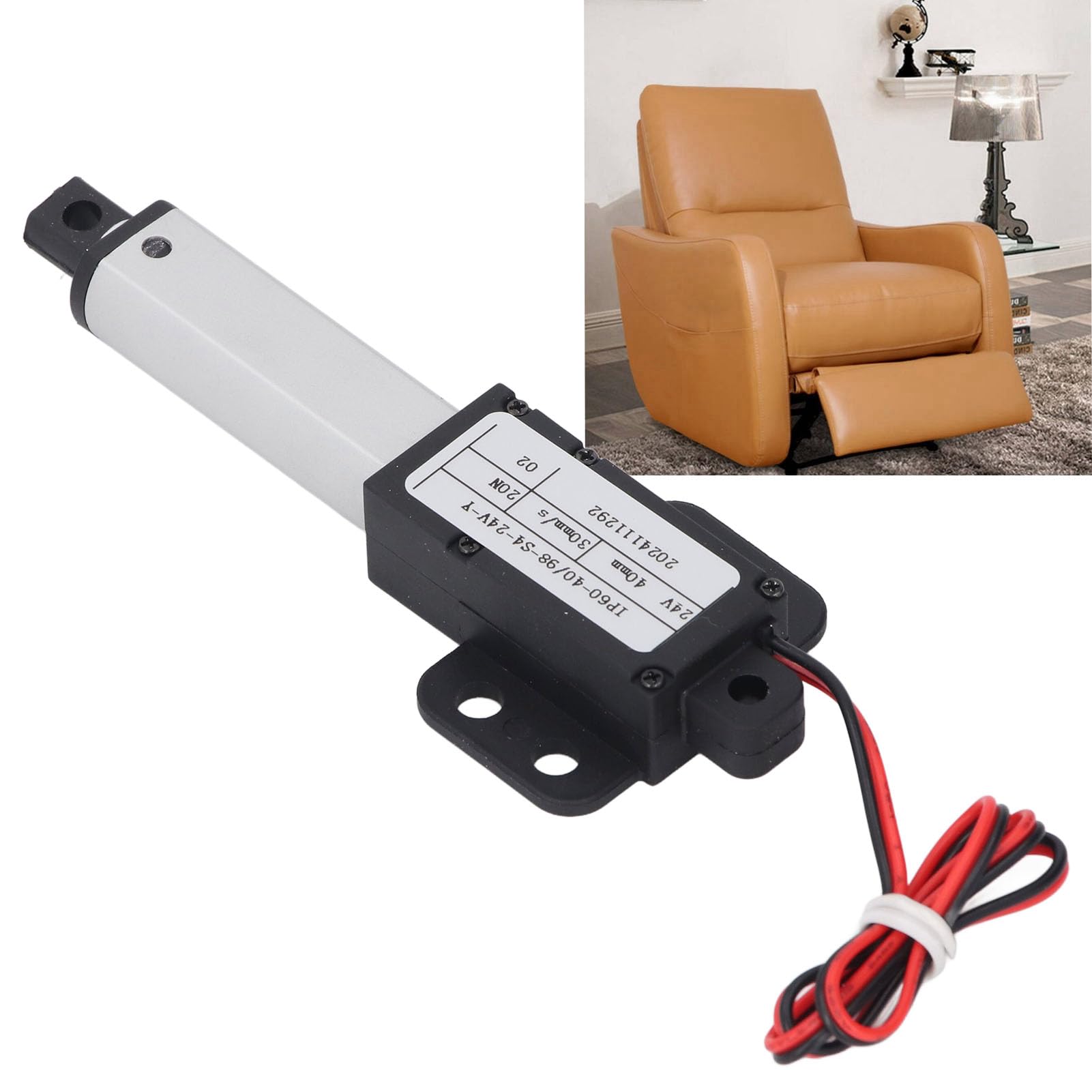 Elektrischer Mini-Linearaktuator, 24 V DC, 50 Mm Hub, 20 N Schub, 30 Mm/s Geschwindigkeit, Linearer Bewegungsaktuator, Mini-Linearaktuator mit Flügel für Lüfterflügel, Schränke