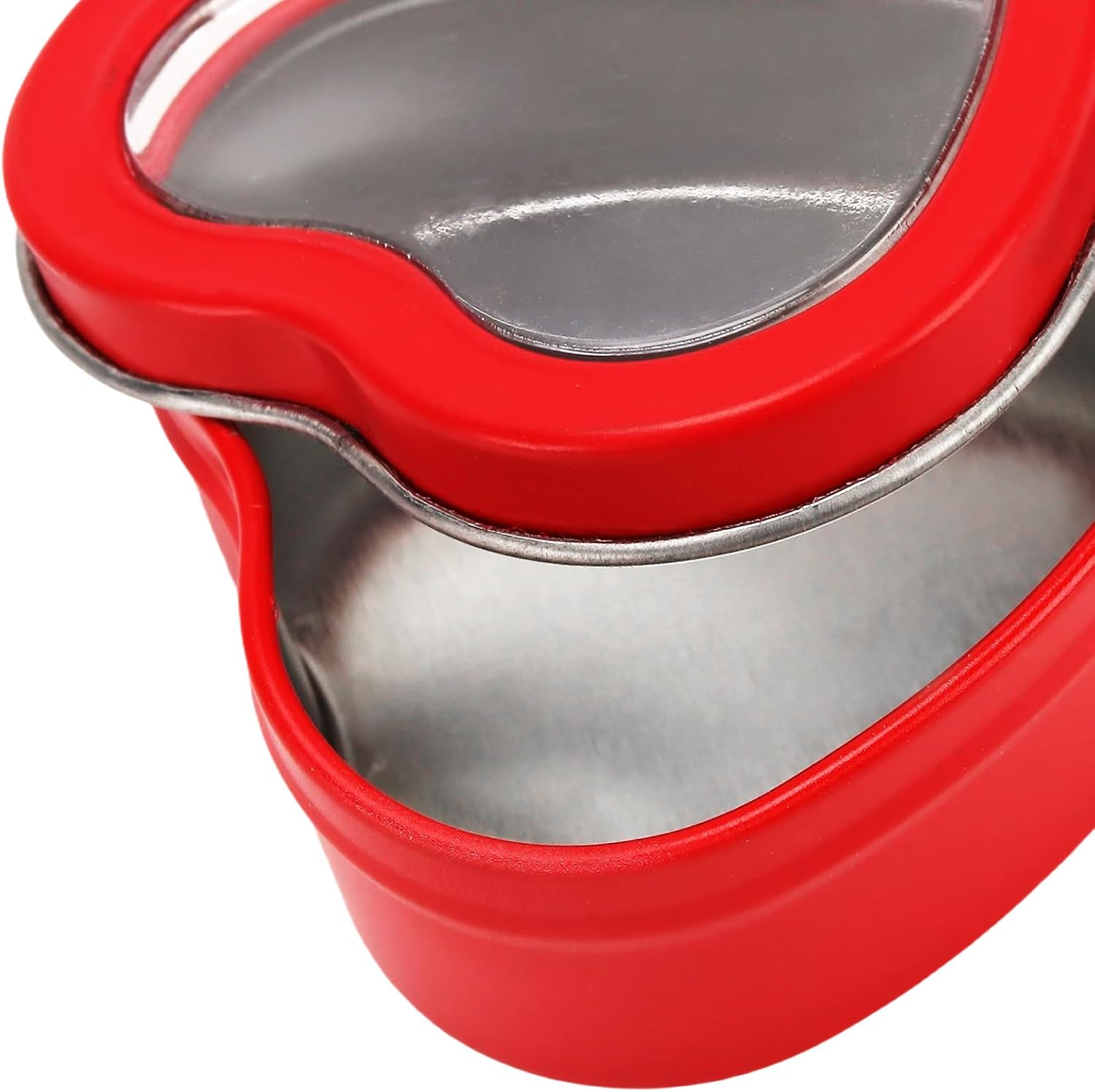 MOUYAT 40 PCS 2oz Heart Shaped Metal Tins with Clear Window Lids, Tinplate Empty Candy Tins Party Favors Storage Box Container for Gifts Treasures, Candle Making, DIY, Crafts, Red