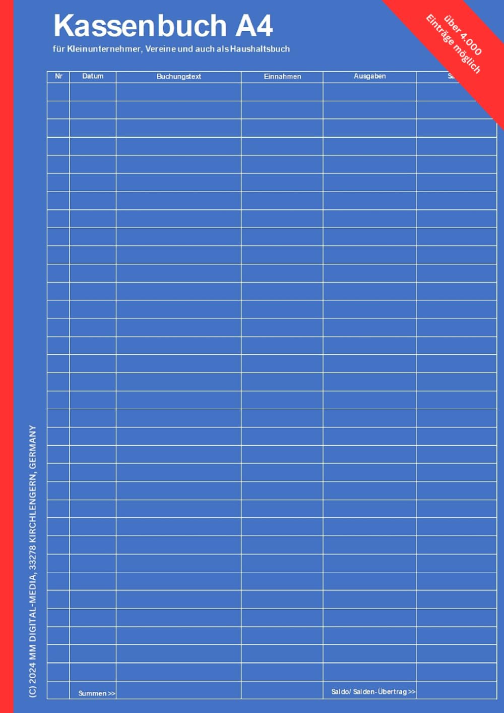 BIROYAL Kassenbuch A5 - Haushaltsbuch Mit 120 Seiten Für Finanzen
