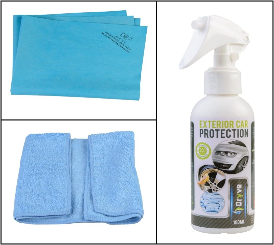 Car Polish Paint Protection Product Spray Kit High Gloss Sealant 5 oz. – New Car Shine - Dryve Nano Invisible Shield for ALL car wheels, windows, & body (2x Microfiber Cloths Included)