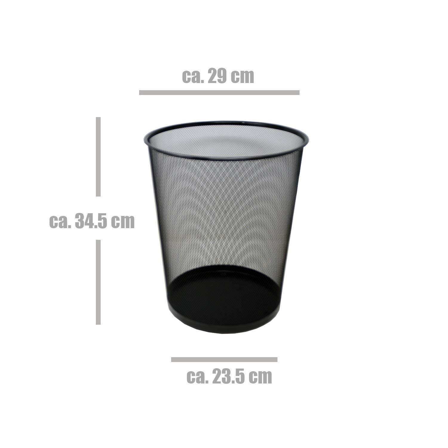 DRULINE Papierkorb Metall Mülleimer Büro 19 Liter Ø 29,5 cm Höhe 35 cm 10x Schwarz