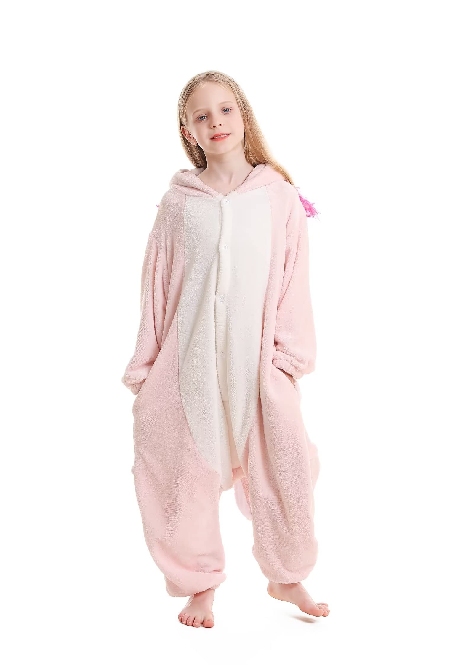 DarkCom Axolotl Onesie for Kids,Flannel AnimalCosplay Halloween Costume Parent-Child Sleepwear for Girls Boys 12-13 Years - Image 3
