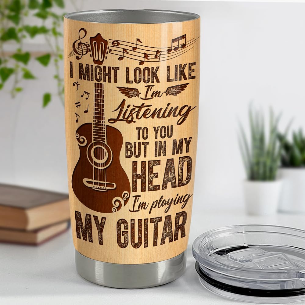 SANDJEST Guitar Tumbler Cup 20oz Guitarist Stainless Steel Insulated Tumblers Guitars Coffee Travel Mug Gift for Musician Players Guitar Lovers Gifts for Birthday Christmas - Image 4