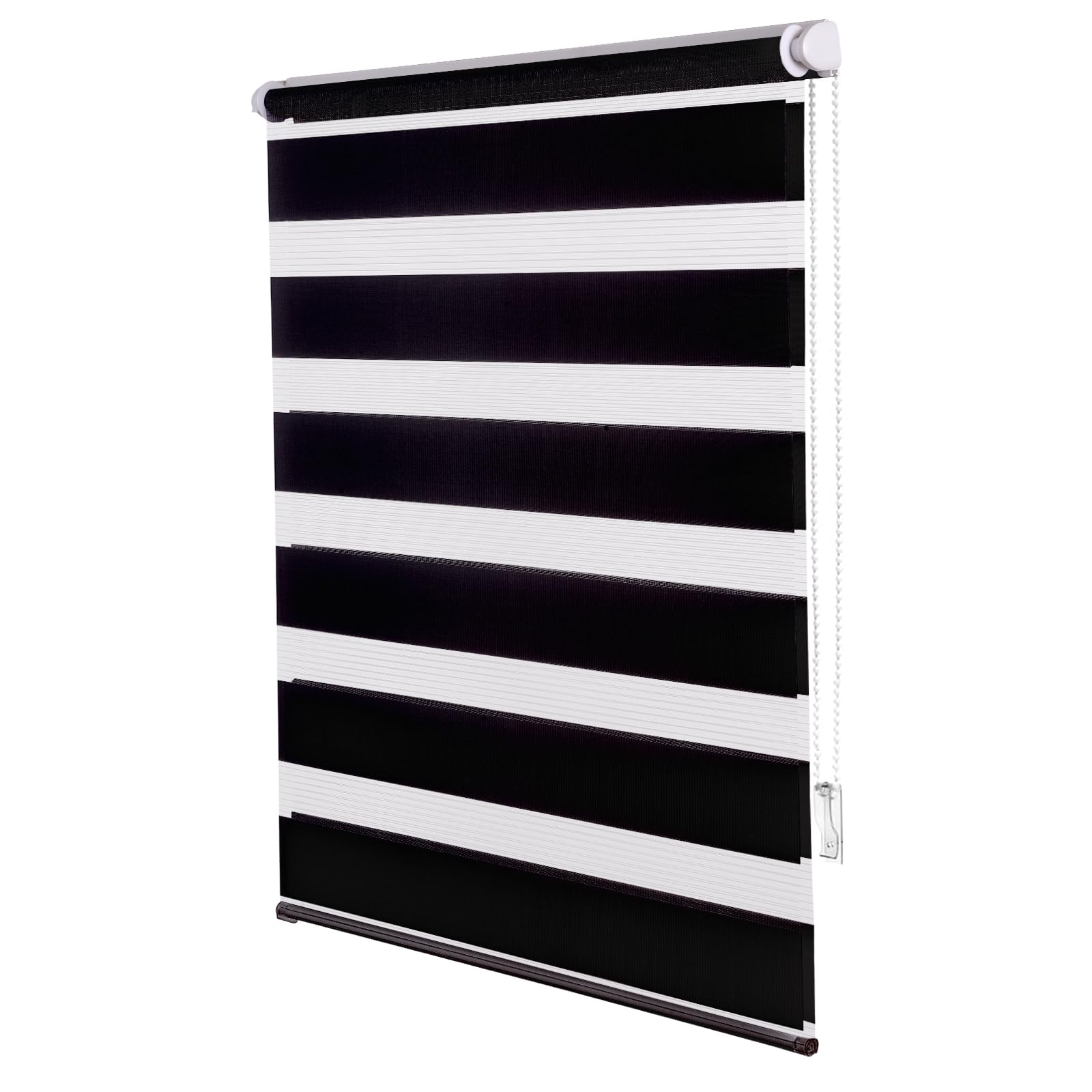 ChYoung No Drill Day and Night Zebra Roller Blinds for Windows Self-Adhesive, Easy Fit Stick on Blinds Light Control Privacy for Bedroom, Kitchen, Bathroom, Door, Office (Black, 85W x 160H cm)