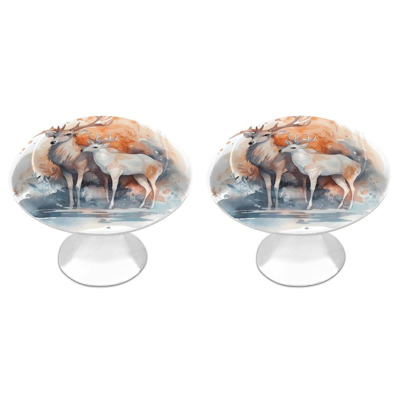 Btcowzrv Style Hand Drawn Deer 2 Pack Cabinet Knobs Drawer Pulls