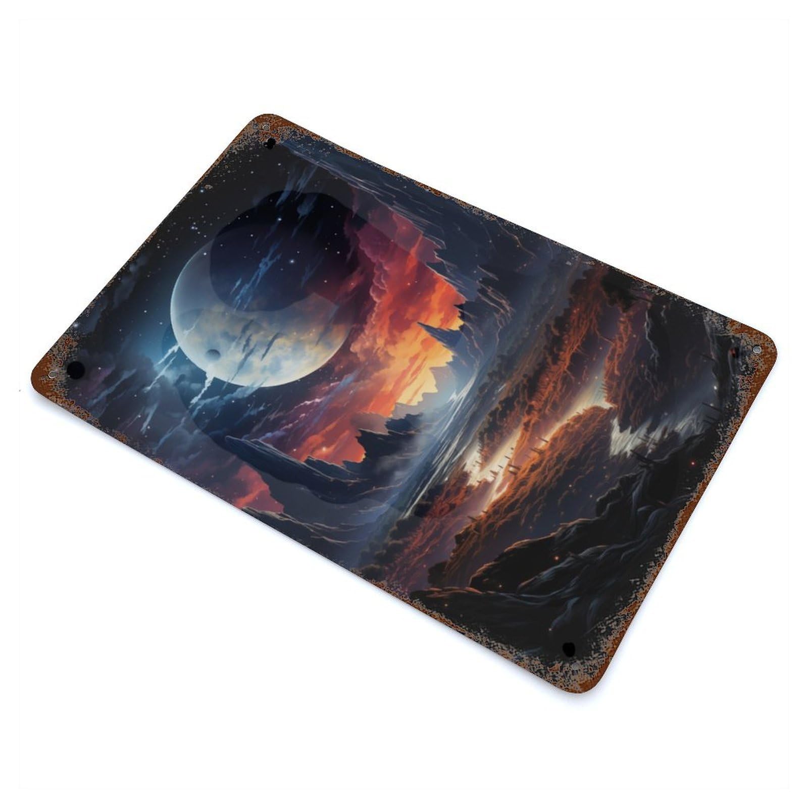 Epic Mysterious Landscape Rust Effect Tin Sign 11.8"x7.9", Novelty Wall Decor for Garage, Pub Or Kitchen