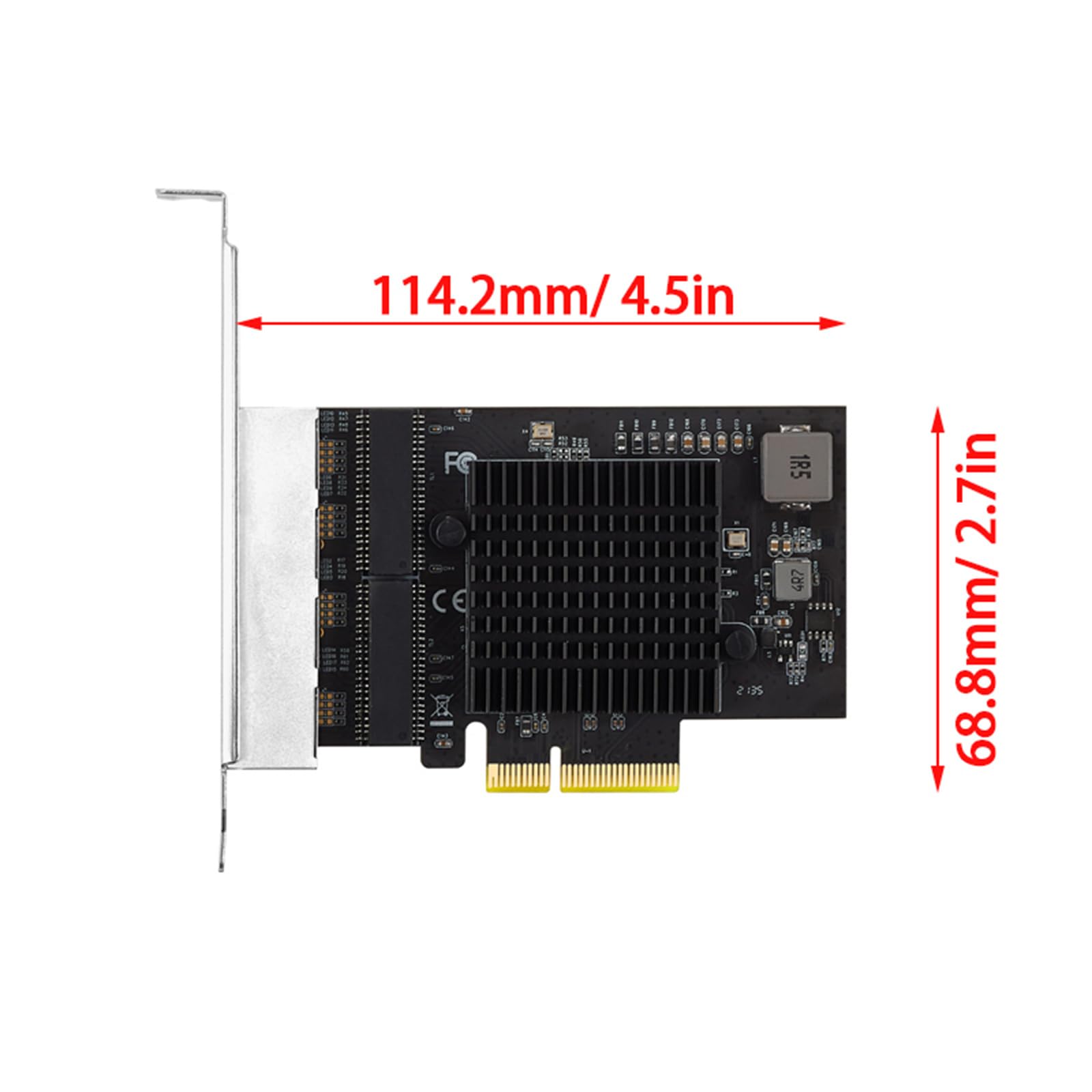 Carte réseau PCIE 4 ports 8125B 2,5 Gigabit RJ45 Lan PCIExpress Adaptateur PCIE 100/1000M/2500Mbps Adaptateur PCIe pour carte réseau de bureau