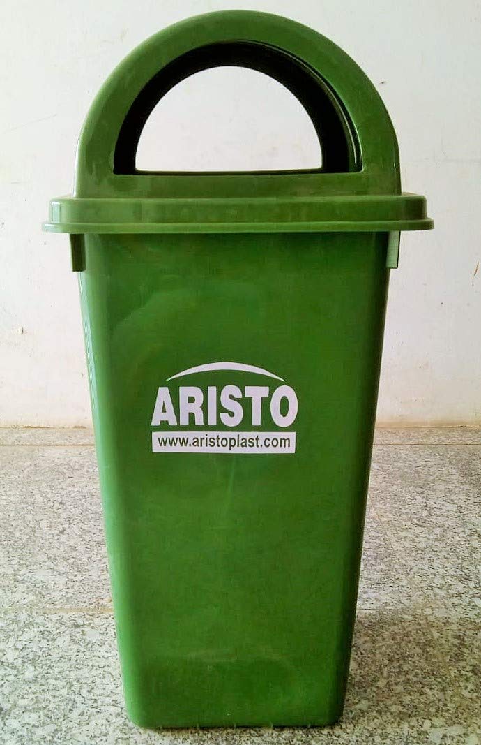 Square Dome Lid Big Garbage Waste Dustbin Trash Bucket 80 Liters Green Color Can Be Used for Garbage Waste Management (Wet & Dry)