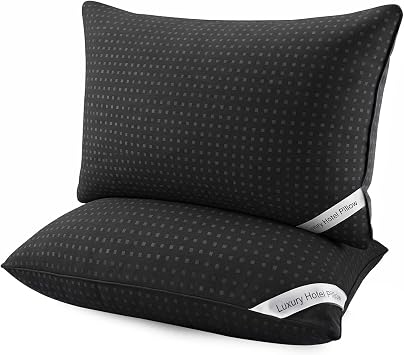 Bed Pillows for Sleeping Standard Size Set of 2, Luxury Hotel Quality Cooling Pillows, Soft Down Alternative Fill for Side Back and Stomach SleepersBlack