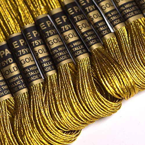 24 Skeins Metallic Embroidery Thread -Cross Stitch Threads - Friendship Bracelets String - Crafts Floss Gold And Sliver #TOP2